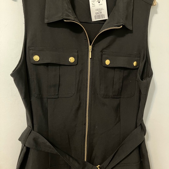 New with tags Sharagano sleeveless shirt dress with gold details - Picture 6 of 8